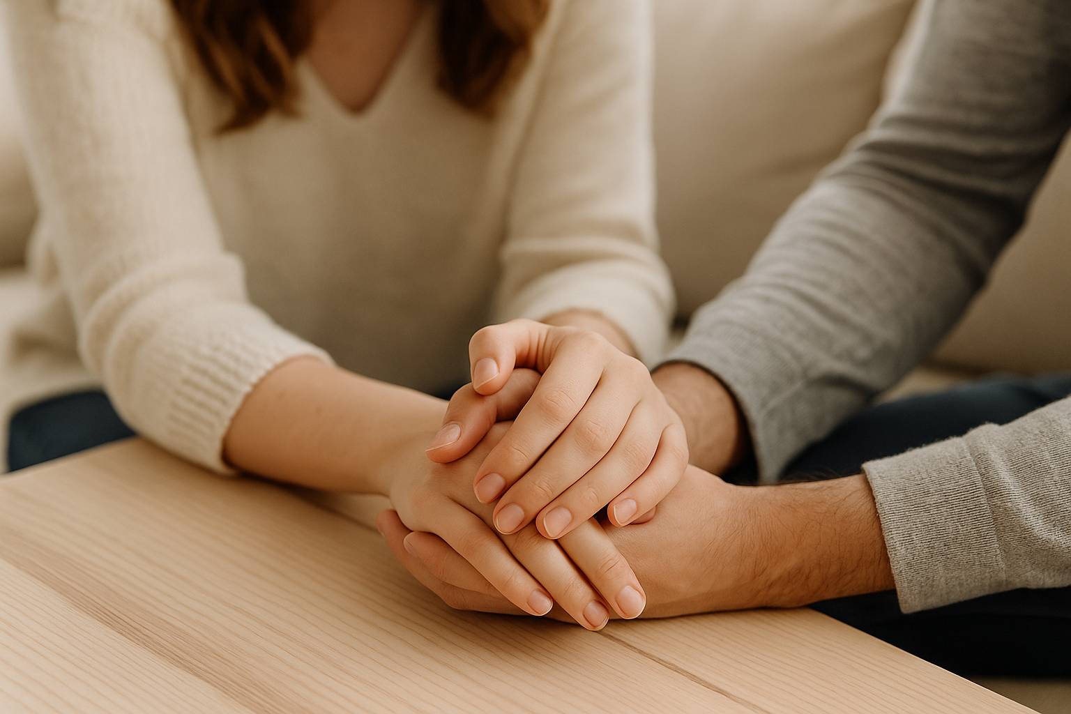 Alt text: “Couple holding hands representing shift from fear to faith in marriage mindset”